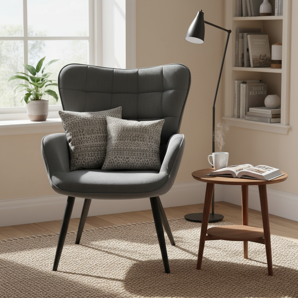 Modern Wingback Armchair Relax Vintage Lounge Upholstered Reading TV Leisure Sofa Chair for Living Room Home Decor