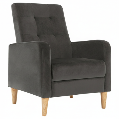Velvet Lounge Armchair Scandinavian Relax Convertible Armchair with Padded Seat Armrests High Back For Living Room Bedroom Home