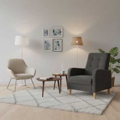 Velvet Lounge Armchair Scandinavian Relax Convertible Armchair with Padded Seat Armrests High Back For Living Room Bedroom Home