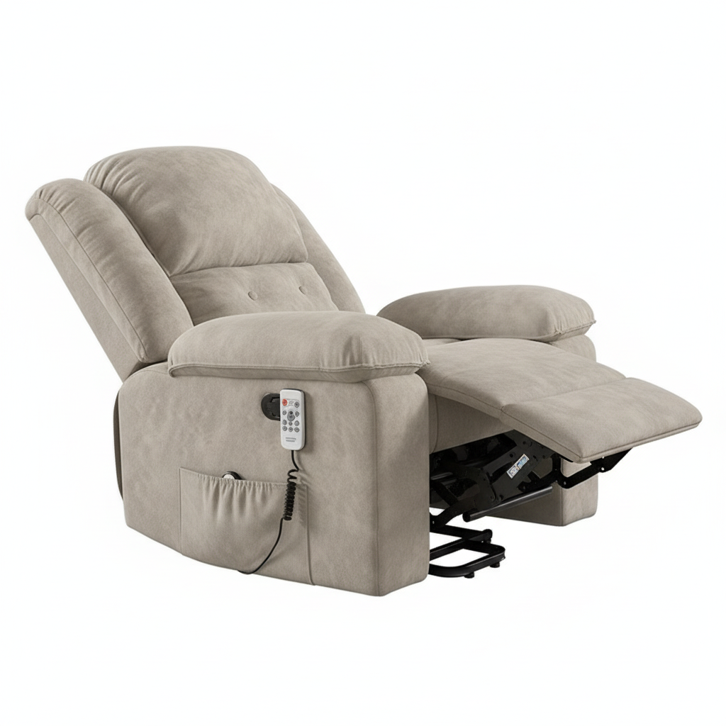 Creahappy - Recliner Chair with Lift Assist, Heating Function, Reclining Feature, Electric Adjustable Leisure Chair - Brown