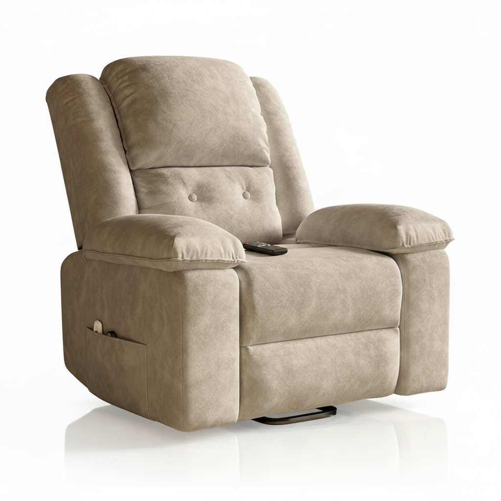 Creahappy - Recliner Chair with Lift Assist, Heating Function, Reclining Feature, Electric Adjustable Leisure Chair - Brown