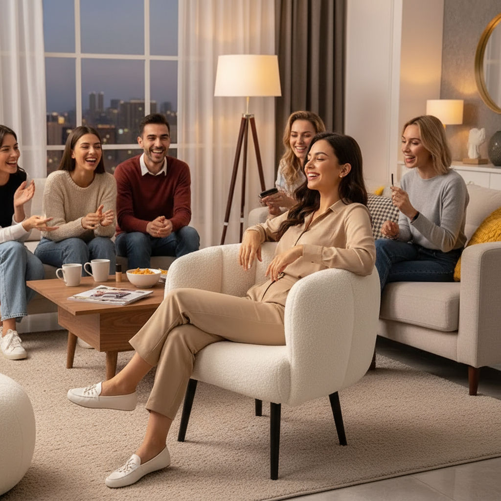 Formwell Pumpkin Couch Accent Chair Modern Comfy Upholstered Chairs Single Sofa Armchair for Living Room lambswool fabric