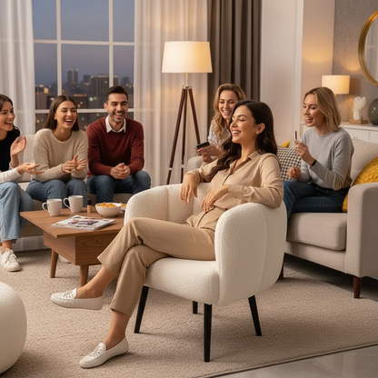 Formwell Pumpkin Couch Accent Chair Modern Comfy Upholstered Chairs Single Sofa Armchair for Living Room lambswool fabric