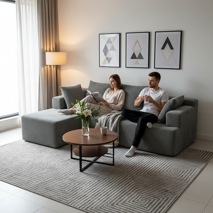 New Modern Minimalist Corner Fabric Sofa Vacuum Compressed Sofa Three-seater  Villa Living Room Hotel Sofa Cheap Sale