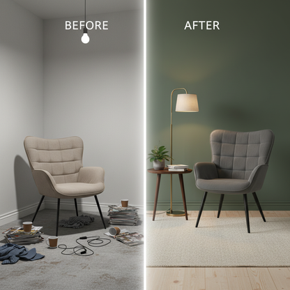 Modern Wingback Armchair Relax Vintage Lounge Upholstered Reading TV Leisure Sofa Chair for Living Room Home Decor