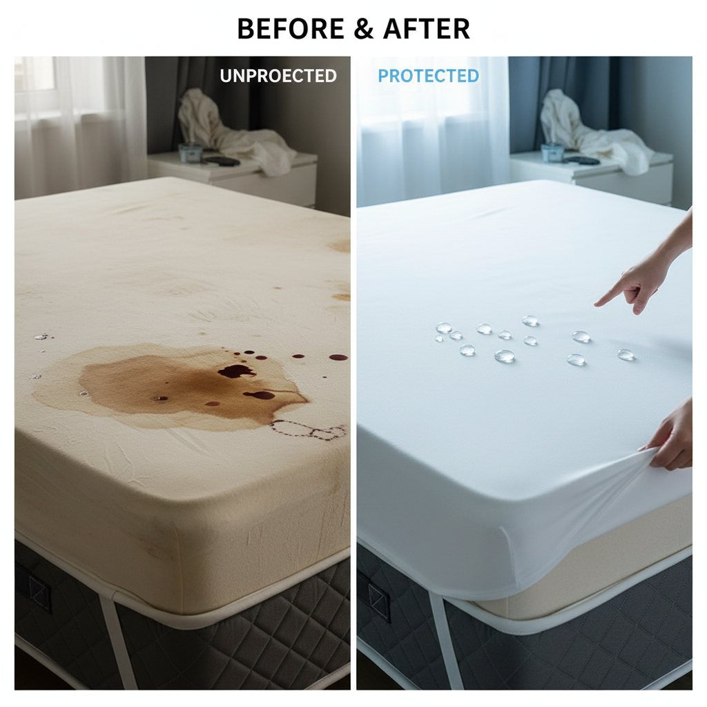 Waterproof Throw Mattress Cover Mattress Protector Covers  Pad Washable Mattress Bed Protector with Elastic Band Single/Double