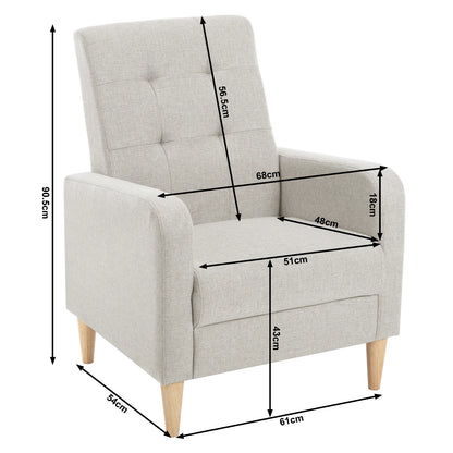 Velvet Lounge Armchair Scandinavian Relax Convertible Armchair with Padded Seat Armrests High Back For Living Room Bedroom Home