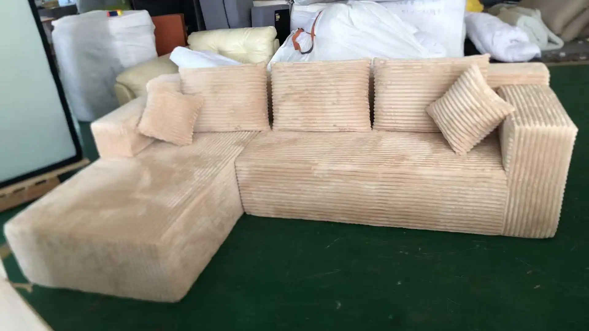 New Modern Minimalist Corner Fabric Sofa Vacuum Compressed Sofa Three-seater  Villa Living Room Hotel Sofa Cheap Sale