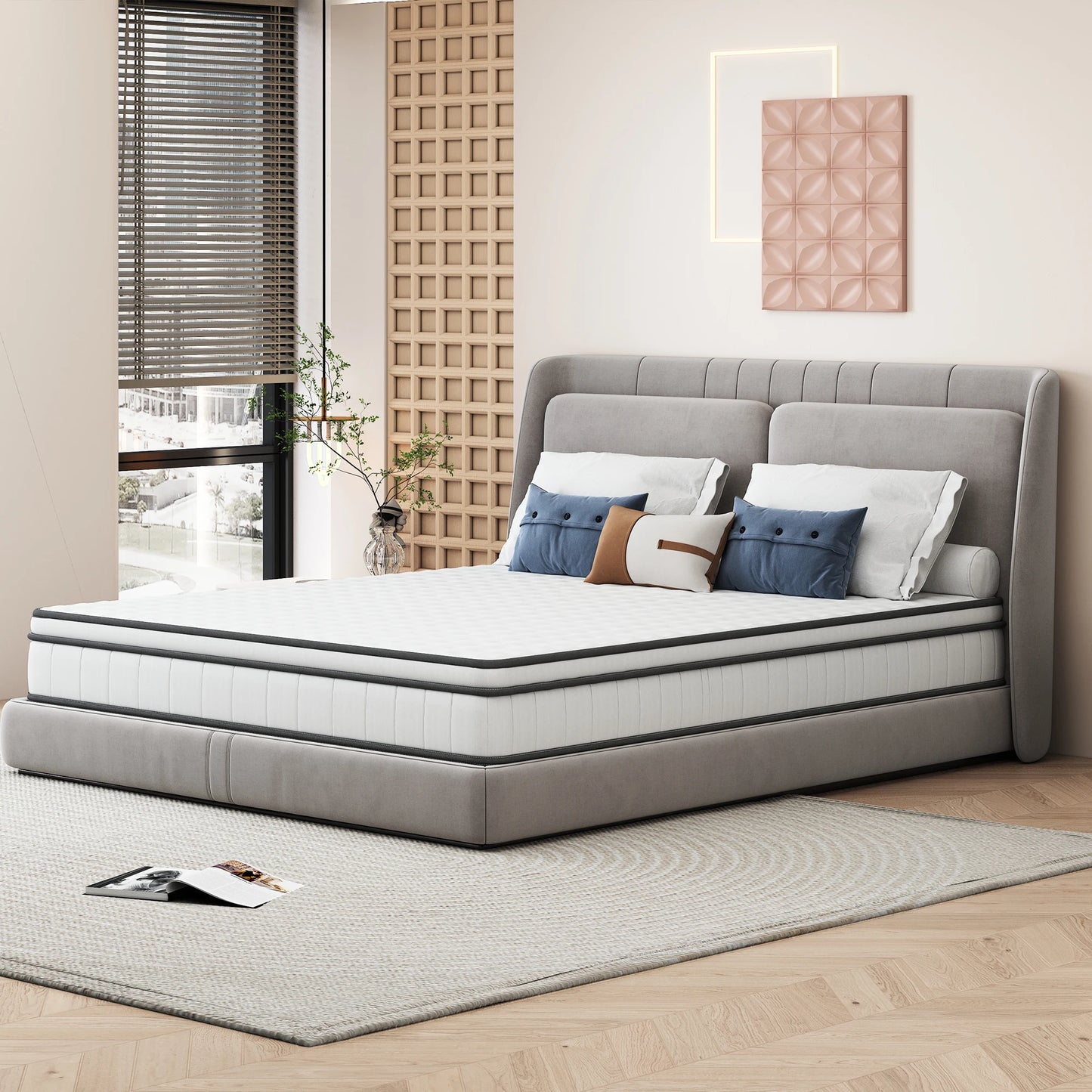Wooden Aura mattress 90x200cm Pocket spring Core mattress (Height 20 cm) 7-Zone Orthopedic mattress with Comfort Foam Fabric (H3)