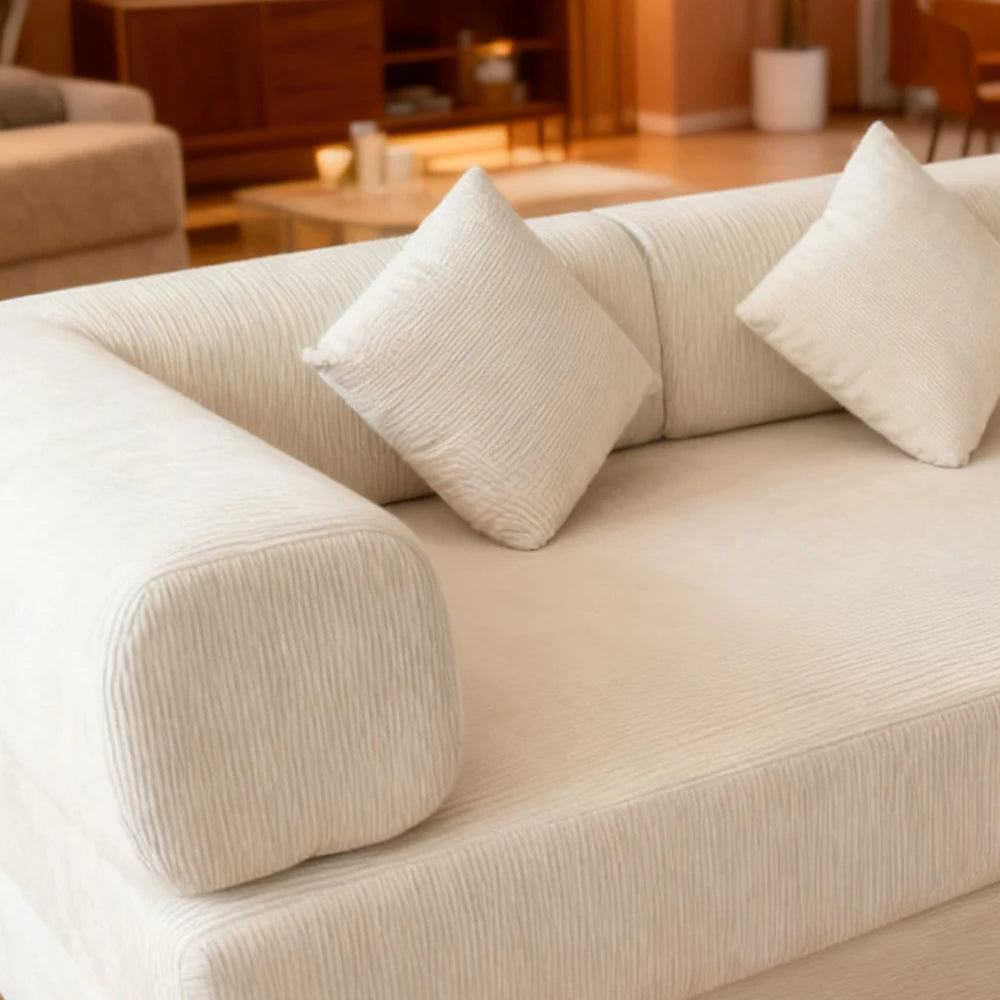 Modern Nordic Velvet Fabric Sectional Sofa with Compressed Sofa Bed in a Box for Living Room Furniture