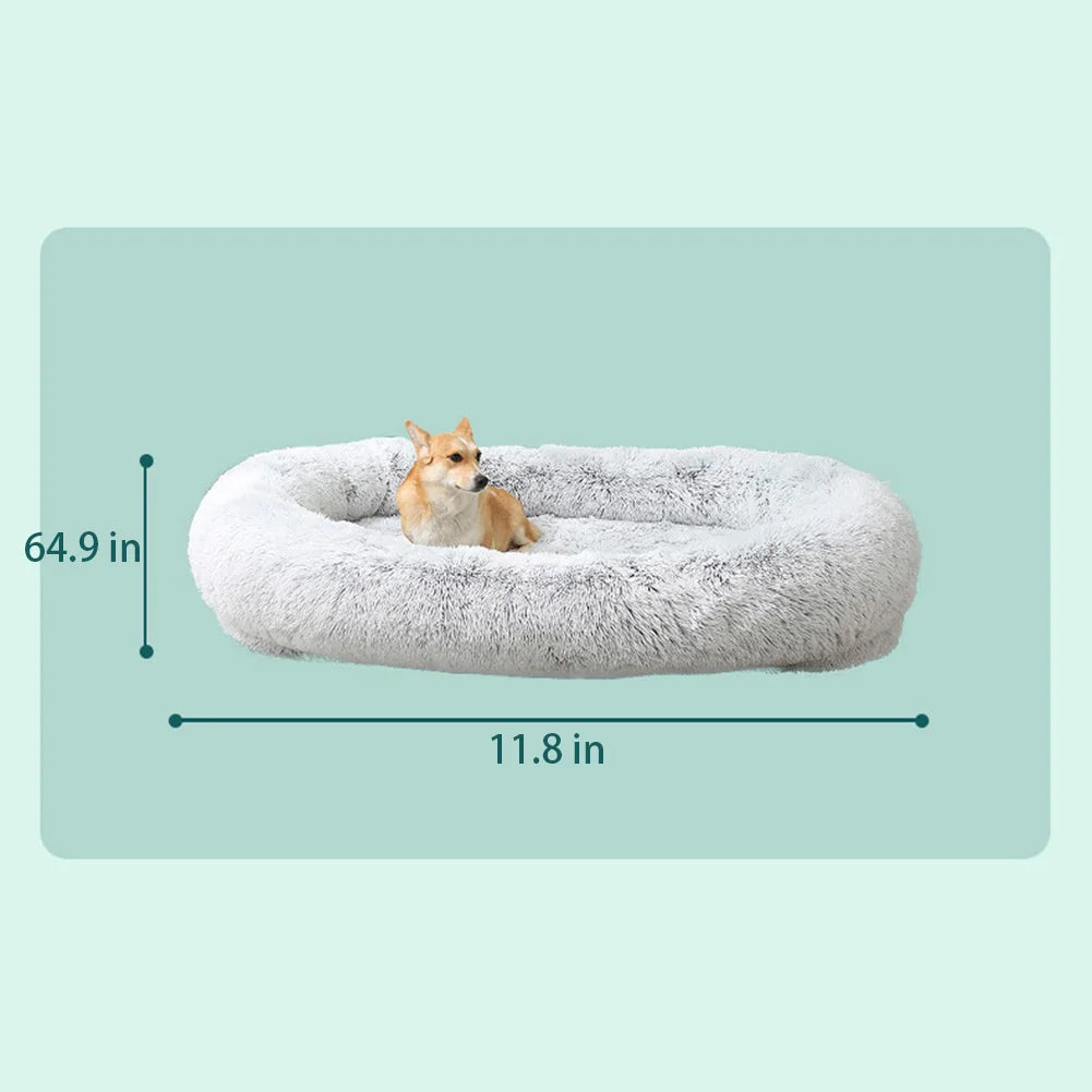 65x37.4x11.8 Inches Human Dog Bed, Detachable Multifunctional Oval Large Dog Bed With Non-slip Design, Human Size Dog Bed
