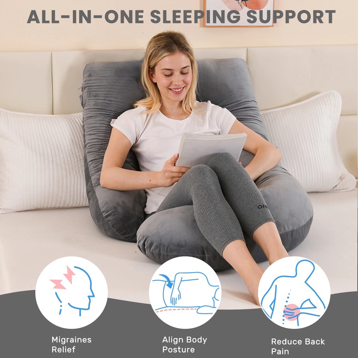 Pregnancy Pillows for Sleeping, J Shaped Full Body Maternity Pillow, Pregnancy Pillow for Women, Full Body Pillows for Sleeping