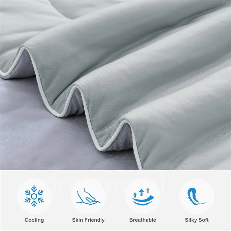 Premium Cooling Blanket Smooth Air Confition Comforter Lightweight Summer Quilt Double Side Arc-Chill Cold Tech Fabric Washable