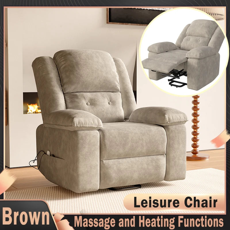 Creahappy - Recliner Chair with Lift Assist, Heating Function, Reclining Feature, Electric Adjustable Leisure Chair - Brown