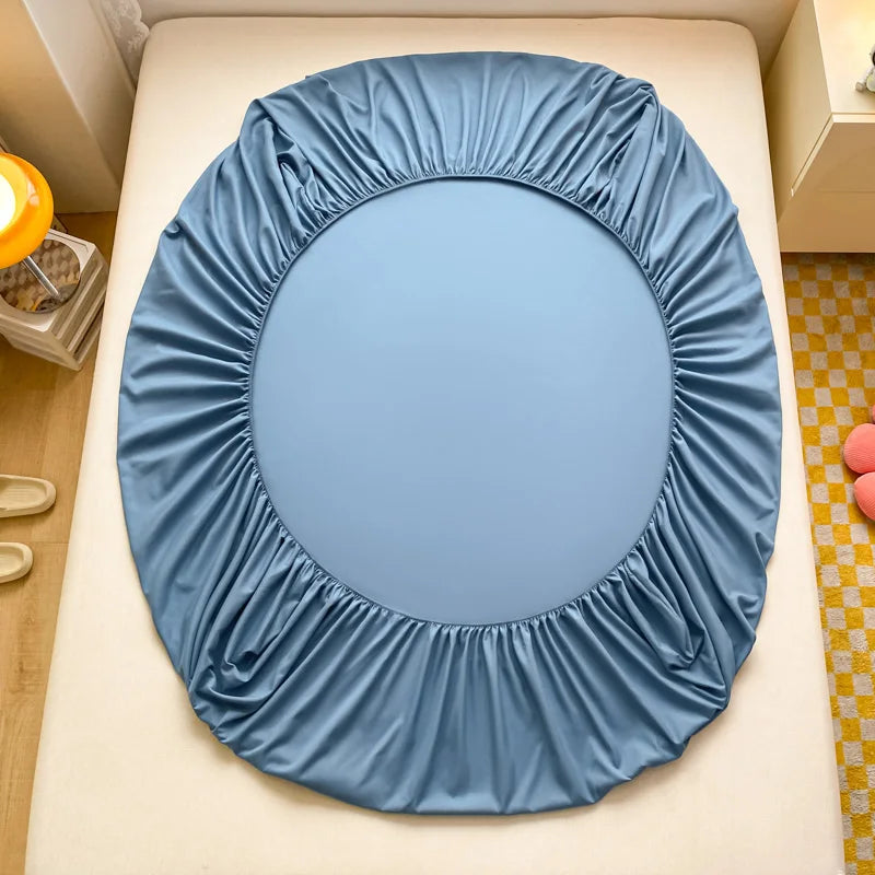 Soft Cotton Fitted Bed Sheet with Elastic Band Solid Color Mattress Cover for Single Double King Queen Bed 140/150/160/180/200