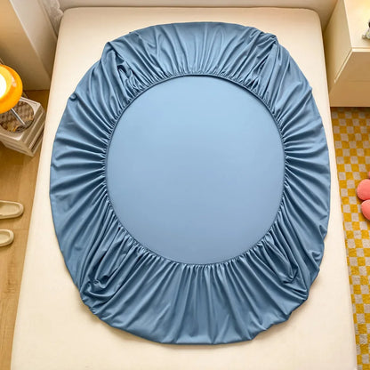 Soft Cotton Fitted Bed Sheet with Elastic Band Solid Color Mattress Cover for Single Double King Queen Bed 140/150/160/180/200