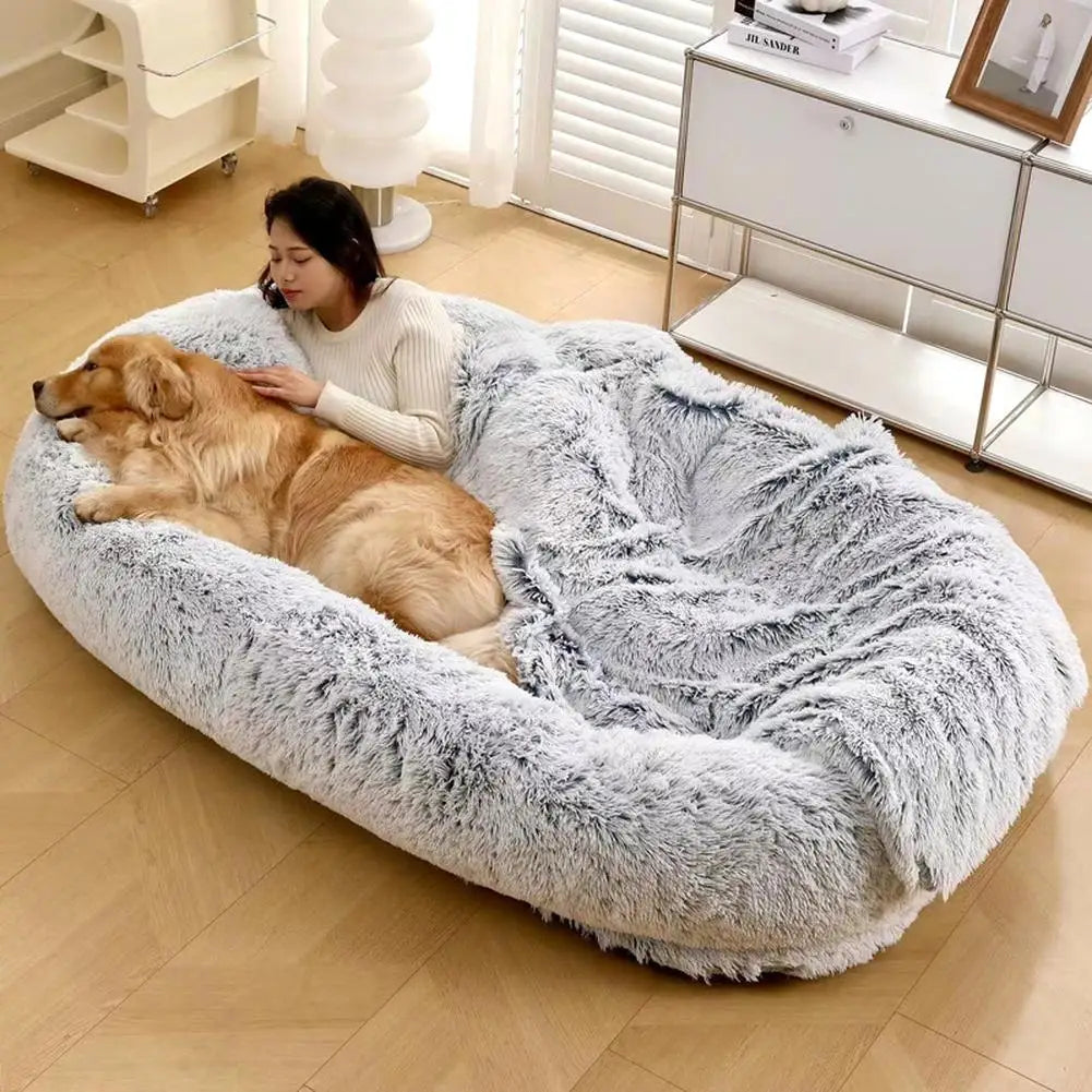 65x37.4x11.8 Inches Human Dog Bed, Detachable Multifunctional Oval Large Dog Bed With Non-slip Design, Human Size Dog Bed