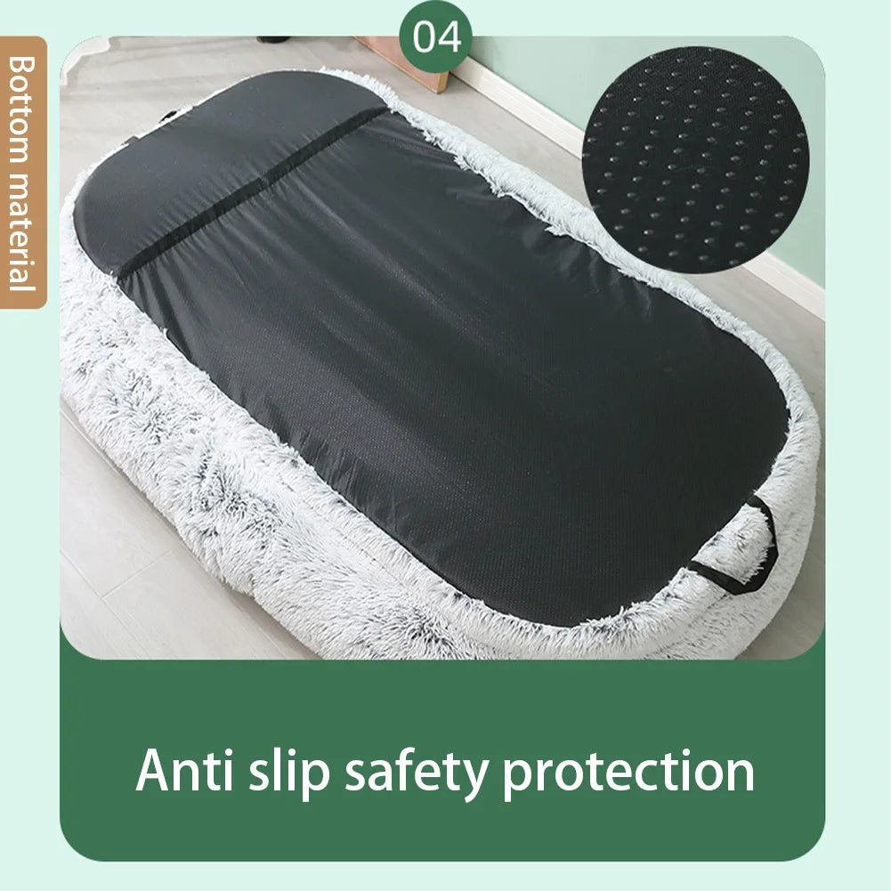 65x37.4x11.8 Inches Human Dog Bed, Detachable Multifunctional Oval Large Dog Bed With Non-slip Design, Human Size Dog Bed