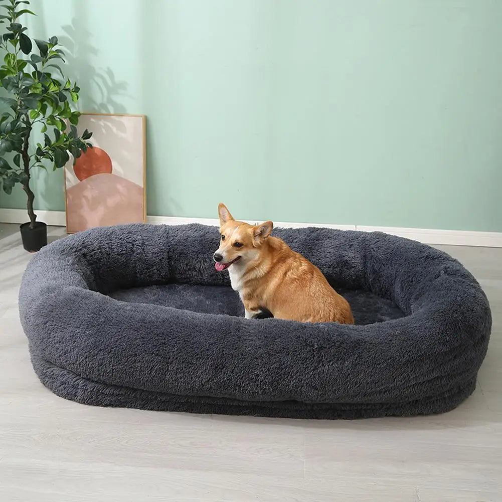65x37.4x11.8 Inches Human Dog Bed, Detachable Multifunctional Oval Large Dog Bed With Non-slip Design, Human Size Dog Bed