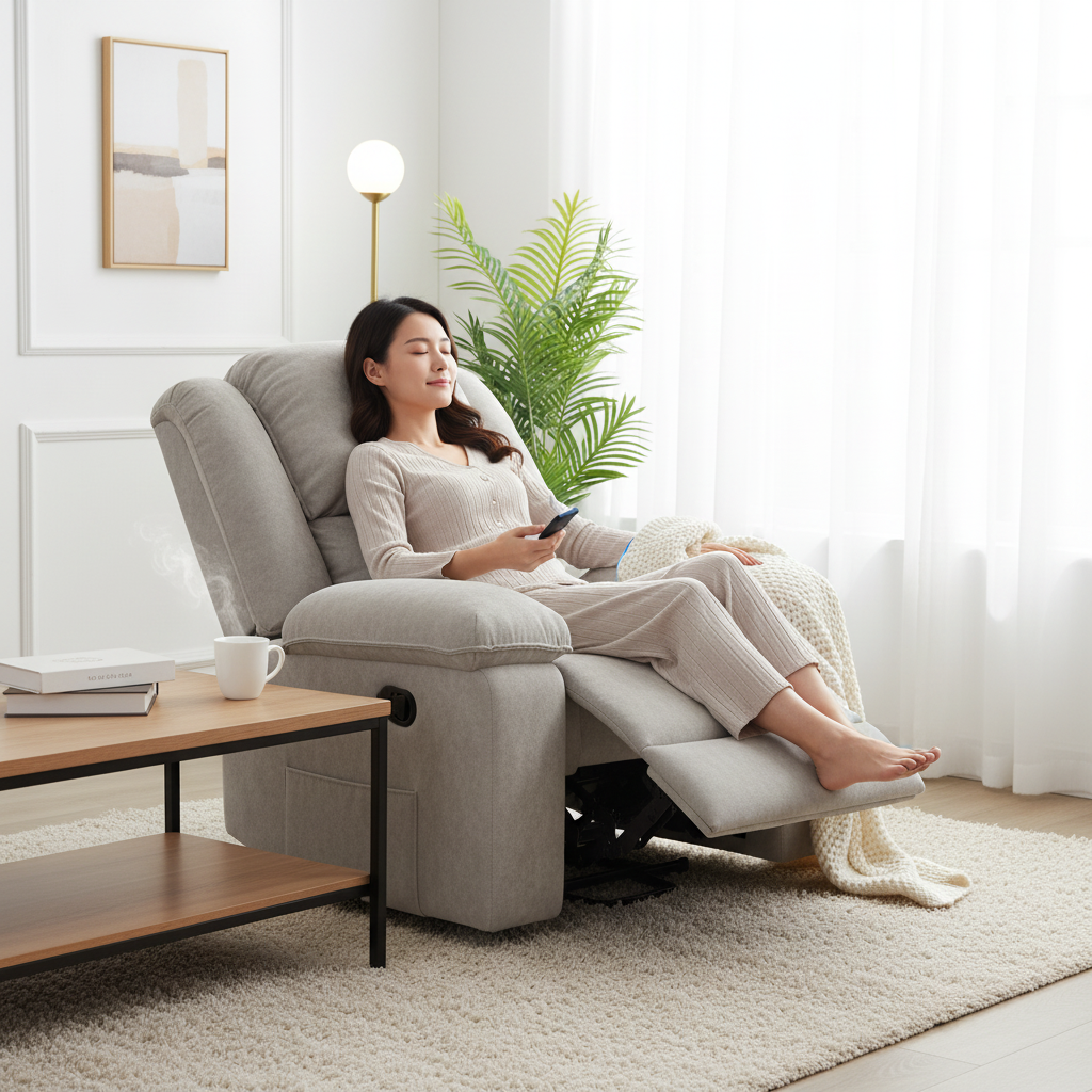 Creahappy - Recliner Chair with Lift Assist, Heating Function, Reclining Feature, Electric Adjustable Leisure Chair - Brown