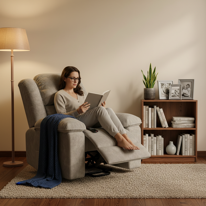 Creahappy - Recliner Chair with Lift Assist, Heating Function, Reclining Feature, Electric Adjustable Leisure Chair - Brown