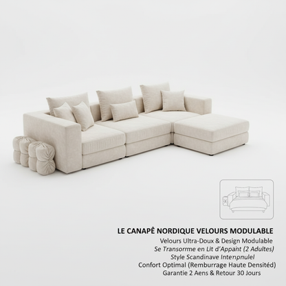 Modern Nordic Velvet Fabric Sectional Sofa with Compressed Sofa Bed in a Box for Living Room Furniture