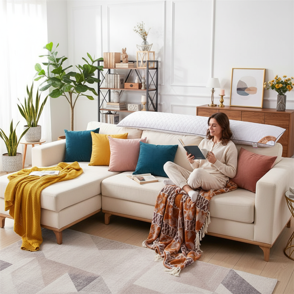 White Pillow Core Home Soft Filling Cushion 48x100/48x120/48x150/48x180 Lengthen Pillows Quilted Sleeping Cushions almohada