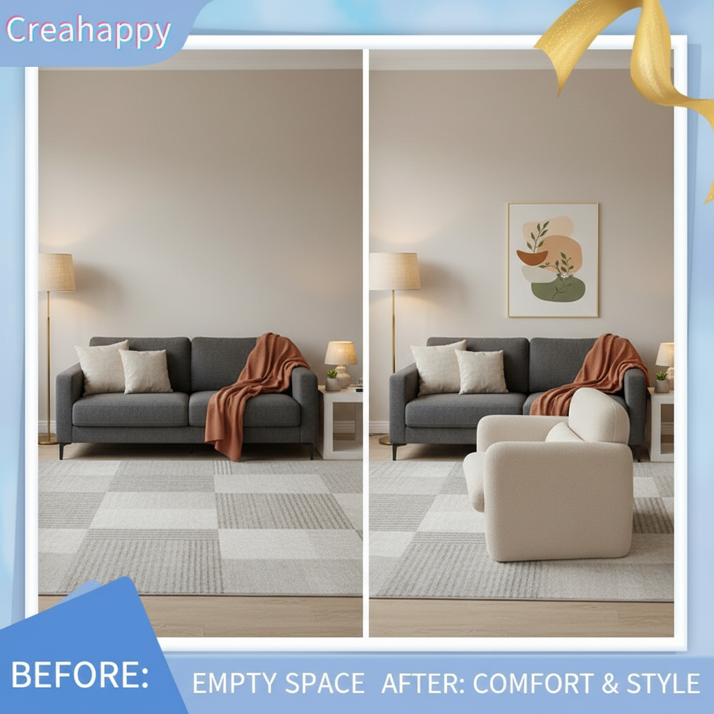 Creahappy armchair. Single seat sofa. Floor standing armchair. Suitable for living room, office and bedroom sofa